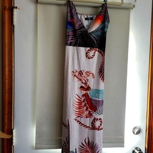 Maxi dress with keyhole back and side slit